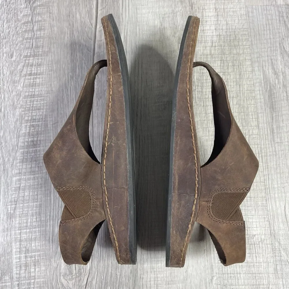 Chaco Womens Wayfarer Post Thong Sandals Toffee Leather Slingback Size 10 EUC M - Picture 8 of 9